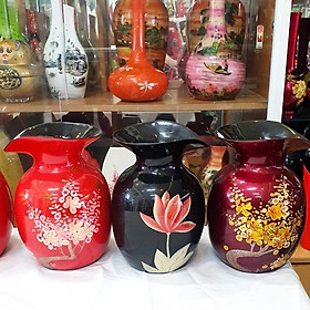 Mua Bình hoa sơn mài cao cấp miệng kiểu loe  cắm hoa  trang trí  quà tặng ý nghĩa size 21.5x14x14 cm
