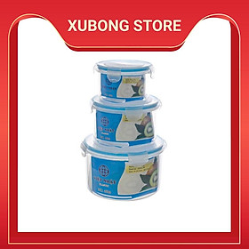Mua Bộ 3 hộp tròn bảo quản thực phẩm - Hộp lạnh tròn  dùng để đựng thực phẩm trái cây  bánh kẹo tiện dụng (6536)