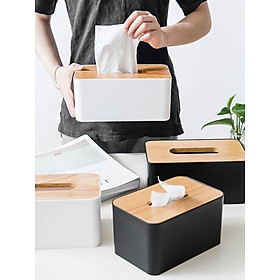 Mua Hộp Đựng Khăn Giấy Phong Cách Nhật Bản Nắp Vân Gỗ Cps Khe Cắm KDD0365  Màu Ngẫu Nhiên 
