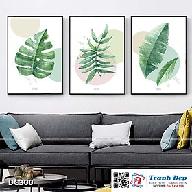 Mua Bộ 3 tranh canvas treo tường Decor Họa tiết lá xanh - DC300