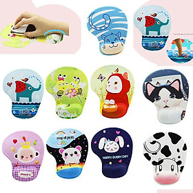 Lót Chuột Tròn Có Kê Tay Chống Chai Họa Tiết Dễ Thương 18 x 23 cm PaKaSa - Hàng chính hãng - ngẫu nhiên