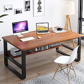 Mua Bàn làm việc  học tập chân chữ U 2 tầng  bàn chân sắt mặt gỗ MDF chống ẩm