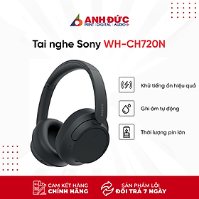 Tai Nghe Bluetooth Sony WH-CH720N - Tai Nghe Chụp Tai Chống Ồn, Pin 50 giờ - Hàng Chính Hãng - Black