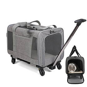 Túi kéo đựng thú cưng đi du lịch có bánh xe gấp gọn tiện dụng, tay kéo nâng hạ độ cao kèm thảm lót [SIZE ĐẠI