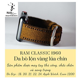 Dây đồng hồ da bò lộn nâu đậm RAM classic 1960 - tặng khóa chốt và cây thay dây