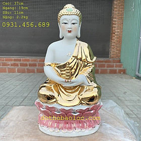 Tượng Phật Thích Ca Mâu Ni ngồi trên đài sen bằng sứ cao cấp – Cao 37cm