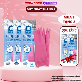 [Mua 3 Tặng 2] Bộ 3 Đôi Găng Tay Cao Su Có Móc Kim Cương Size M-37cm - 3 Đôi Hồng-37cm