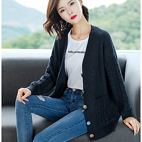 Áo Khoác Cardigan Nữ Cổ V Phong Cách Thu Đông Hàn Quốc ALN043 MayHomes Chất Liệu Len