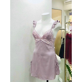 Váy ngủ lụa hàng Quảng Châu cao cấp phối ren sexy gợi cảm mã D711