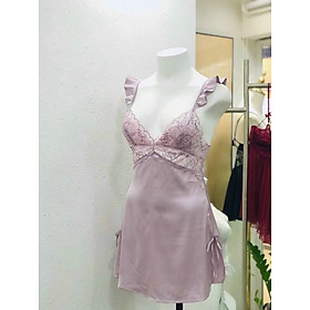 Váy ngủ lụa hàng Quảng Châu cao cấp phối ren sexy gợi cảm mã D711