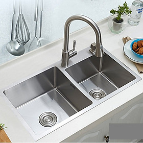 Mua Chậu rửa chén bát 7843 Greenenvi sus304 hai hố lệch-tặng rá inox đa năng