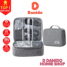 Túi đựng phụ kiện điện thoại 2 ngăn lớn cải tiến nhiều ngăn chống nước, chống sốc - Túi đựng bảo vệ phụ kiện điện thoại máy tính bảng cao cấp chính hãng D Danido