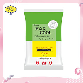 Combo 10 Gói Khăn Ướt Max Cool 15 Tờ Không Hương ( 15 Tờ x 10 ) 