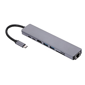 Bộ chuyển đổi đế cắm cho máy tính xách tay đa chức năng 8IN1 USB-C Type-C sang PD + USB * 2 + HDTV + Type-C + SD + TF + RJ45 87W Adapter