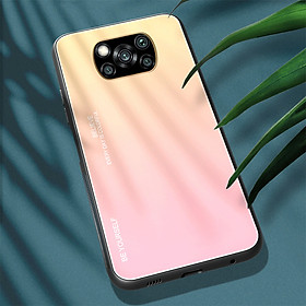 Ốp lưng cho Xiaomi Poco X3 NFC gương cứng 2 màu Gradient Ver 2 , viền TPU dẻo đen