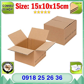  20 Hộp Carton, KT: 15x10x15cm, Hộp carton, Thùng carton, Hộp đóng hàng, Thùng đóng hàng, Hộp carton 3 lớp...