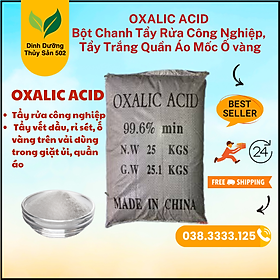 Bột chanh Oxalic tẩy rửa công nghiệp, tẩy vết dầu, rỉ sét, ố vàng trên vải dùng trong giặt ủi, quần áo - 1kg