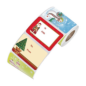 250pcs Christmas Sticker Rolls, Cartoon Christmas Theme Stickers Cute Santa Snowman Decorative Labels for Christmas Party Supplies