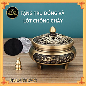 Mua Lư xông trầm hương bằng đồng khắc rồng phượng đôn đế chọn mẫu đúc đồng nguyên khối ưu đãi combo nhang vòng/ trầm nụ đồ thờ cúng cao cấp