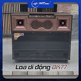 Loa kéo di động MTMax BK77 - Dàn karaoke ngoài trời bass 4 tấc đôi ngang, 2 treble - Loa khủng long công suất cực lớn đến 6000W - Kèm 2 micro không dây UHF - Đầy đủ kết nối Bluetooth, AV, USB, SD card, TWS