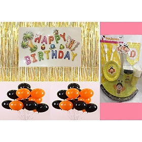 Combo 3 sét trang trí sinh nhật cho bé trai giao chữ HAPPY BIRTHDAY ngẫu nhiên chủ đề chú ong vàng ( Tặng kèm hai đôi đũa trẻ em 20cm gỗ trắc )