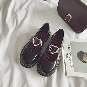 Giày Mary Jane quai trái tim lót đỏ êm chân