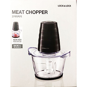 Máy Xay Thịt Cối Thủy Tinh Lock&Lock Meat Chopper EJM156BLK 1 Lít - Hàng Chính Hãng, 4 Lưỡi Dao Cho Lực Nghiền Mạnh, Công Suất 400W