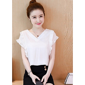Áo Kiểu Nữ Cổ Tim Phối Bèo Thân NT6296N1