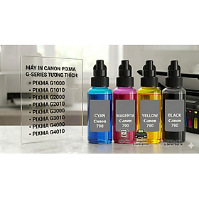 Free ship- set 4 màu Mực in 790 cho máy in G3000, G3010, G3012, G4010, ,G1010, G2000, G2010, G2012, hàng nhập khẩu.