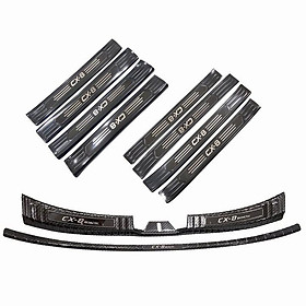 Combo nẹp bước chân và ốp chống trầy cốp mazda cx8, cx-8 vân carbon