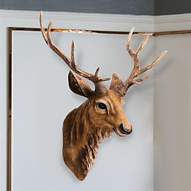 Deer Head Statue Sculpture Figurines Wall Mount Bust Ornament for Office Bedroom