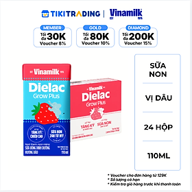Thùng 24 hộp Sữa Non Vinamilk Dielac Grow Plus Vị Dâu 110ml