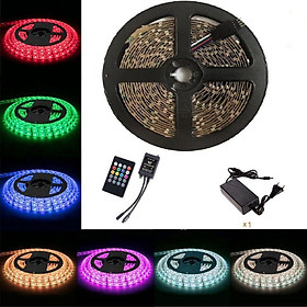 Đèn led dây 5050 RGB-5m phủ keo silicon + Nguồn + Bộ khiển Led dây