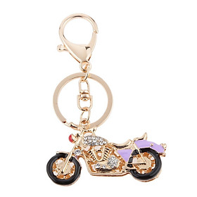 Rhinestone Crystal Fashion Motorcycle Keyring Keychain Purple