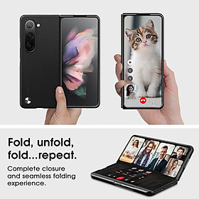 Ốp lưng chống sốc cho Samsung Galaxy Z Fold 5 hiệu X-Level Kevlar Folding Screen - chất liệu vân carbon cao cấp, trang bị khả năng chống va đập cực tốt - hàng nhập khẩu - Đen - Samsung Z Fold 5 5G