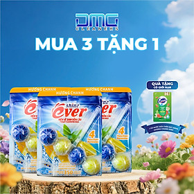 MUA 3 TẶNG 1: Combo 3 Viên Treo Bồn Cầu Evershine Hương Chanh TẶNG 1 Túi Nước Rửa Chén Bát Hương Chanh Đào 200ml