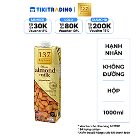 Sữa hạt Hạnh nhân Không đường 137 DEGREES 1000ml
