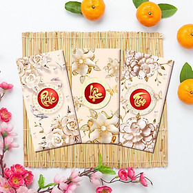 Combo 100 bao lì xì HOA SEN TRẮNG - Giấy bóng c150