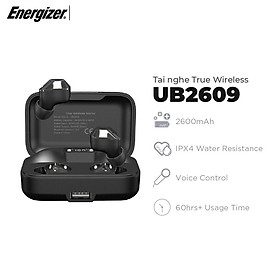 Tai nghe True Wireless Energizer UB2609 Bluetooth V5.0 - tích hợp sạc dự phòng, kháng nước - HÀNG CHÍNH HÃNG