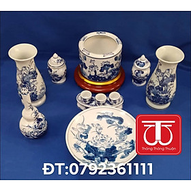 Mua BỘ BÁT HƯƠNG VẼ SEN (ĐK BÁT: 16 18 20) ĐẾ GỖ SƠN SON THẾP VÀNG