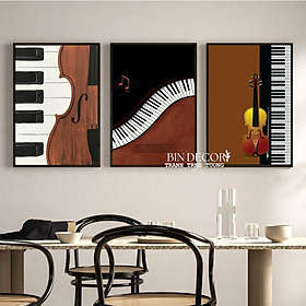 Mua Bộ 3 tranh treo tường âm nhạc 23 trang trí decor lớp học nhạc  phòng thu âm kèm đinh chuyên dụng