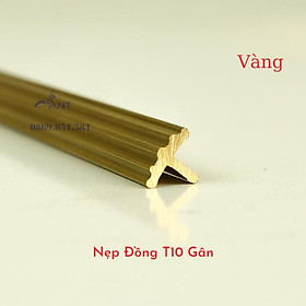 Nẹp Đồng T10 gân Vàng, Nẹp đồng chữ T, Nẹp đồng chống trơn,  giá 1m