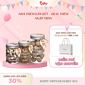 Quà Tặng Oaky - Combo Hạt Dinh Dưỡng Cao Cấp Hạnh Nhân, Quả Óc Chó, Hạt Hỗn Hợp - Tặng Túi Giấy Sang Trọng