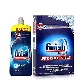 Combo muối Finish 1,2kg và chất làm bóng chất xả Finish 400mml dùng cho