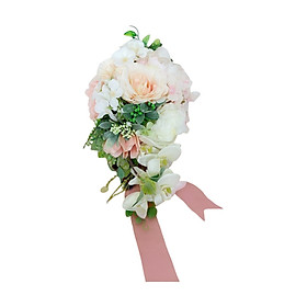 Handmade Wedding Bouquets for Bride Floral Artificial Roses Silk Cloth Holding Bouquet for Church Anniversary Celebrations Home Decor
