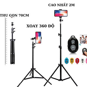 Chân giá đỡ điện thoại, giá đỡ đèn livestream, chân quay tiktok, video clip, chụp ảnh selfie cao 2M