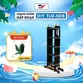 Thang gấp 4 đoạn DIY TLG-5DB màu đen chiều cao sử dụng chữ A 2.75m, chữ I 5.6m