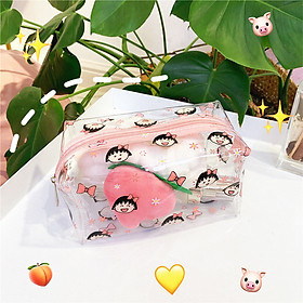 Hộp bút trong suốt size lớn cho bé hoặc túi đựng mỹ phẩm đủ hoạ tiết xinh xắn lung linh – H024