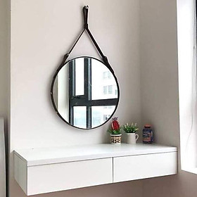 Mua Gương tròn dây da treo tường dùng phòng ngủ  gương trang điểm g02
