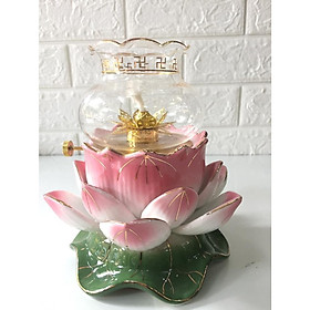 Mua Đèn thờ dầu bằng gốm sứ hình hoa sen hồng